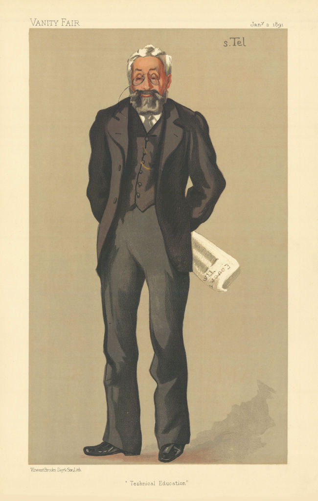 VANITY FAIR SPY CARTOON Philip Magnus 'Technical Education' City & Guilds 1891